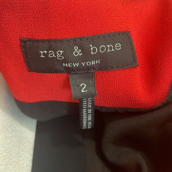 Rag and Bone Red With Black And Cream Striped Beck Mini Dress - Picture 5 of 6